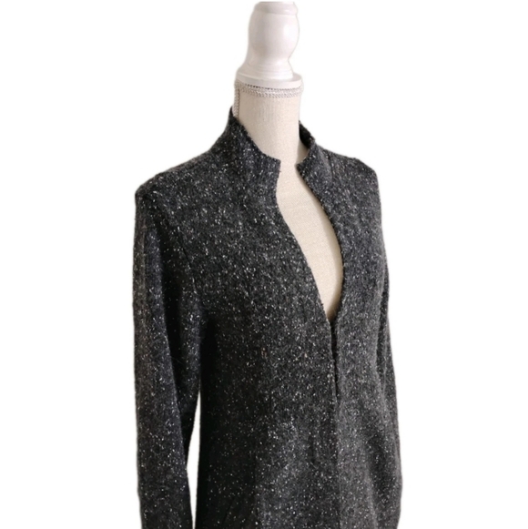 Eileen Fisher Lambswool Blend Long Sleeve Cardigan Sweater Gray Size XS VTG - Picture 2 of 5